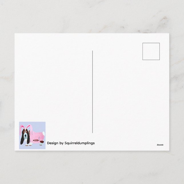 Basset Hound Easter Bunny Holiday Postcard (Back)