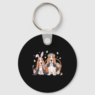Basset hound easter egg basket flower crown puppy  key ring
