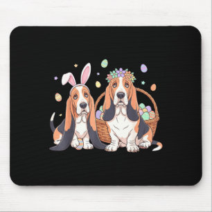 Basset hound easter egg basket flower crown puppy mouse pad