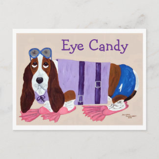 Basset Hound Eye Candy Holiday Postcard