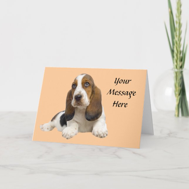 Basset Hound Fabulous Face Greeting Card (Front)