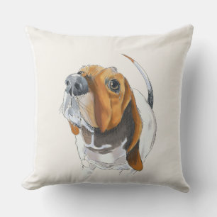 Basset Hound Face Cute and Loveable Love Bassett Cushion
