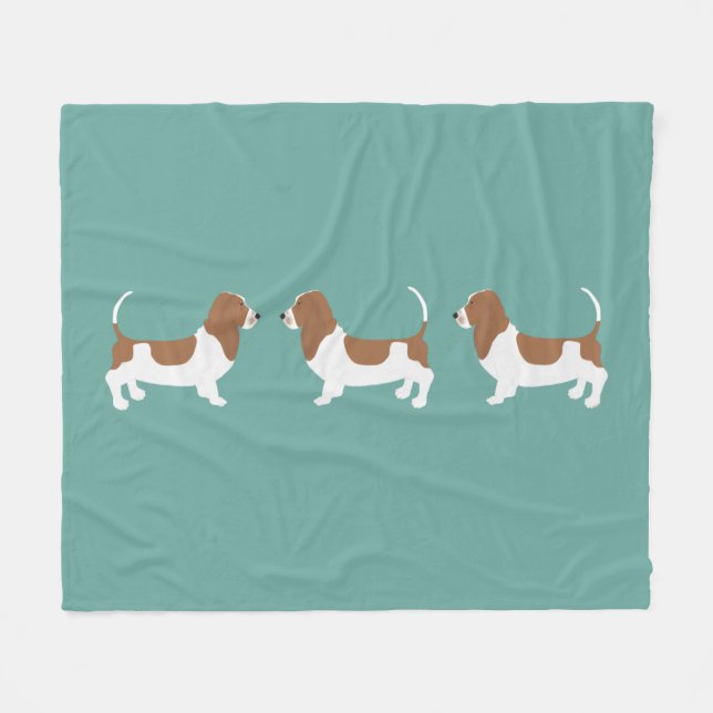 Basset Hound Fleece Blanket (Front (Horizontal))