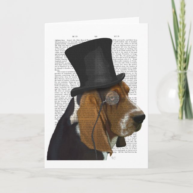 Basset Hound, Formal Hound and Hat Card (Front)