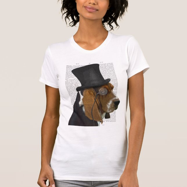 Basset Hound, Formal Hound and Hat T-Shirt (Front)