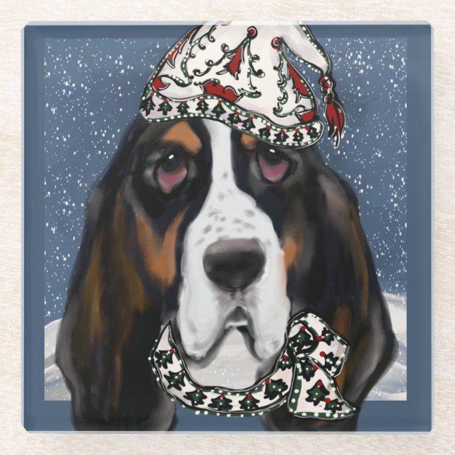 BASSET HOUND   GLASS COASTER (Front)