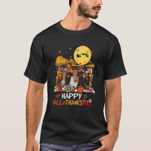 Basset Hound Hallothanksmas Halloween Thanksgiving T-Shirt