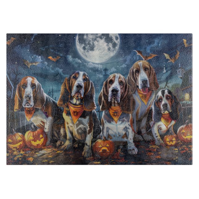 Basset Hound Halloween Spooky Cutting Board (Front)