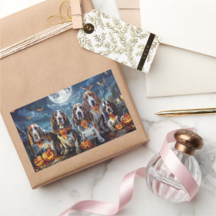 Basset Hound Halloween Spooky Rectangular Sticker