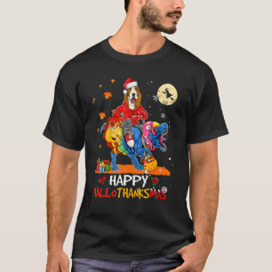Basset Hound Happy Hallothanksmas Halloween Thanks T-Shirt