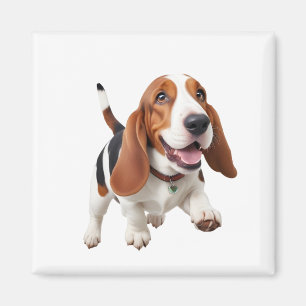 Basset Hound Happy Playful Fun Jumping In The Air  Magnet