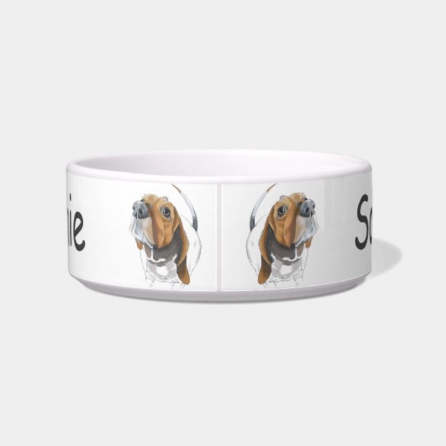 Basset Hound Happy Smiling Dog Personalised Bowl (Back)