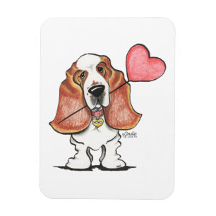 Basset Hound Heart Balloon Magnet