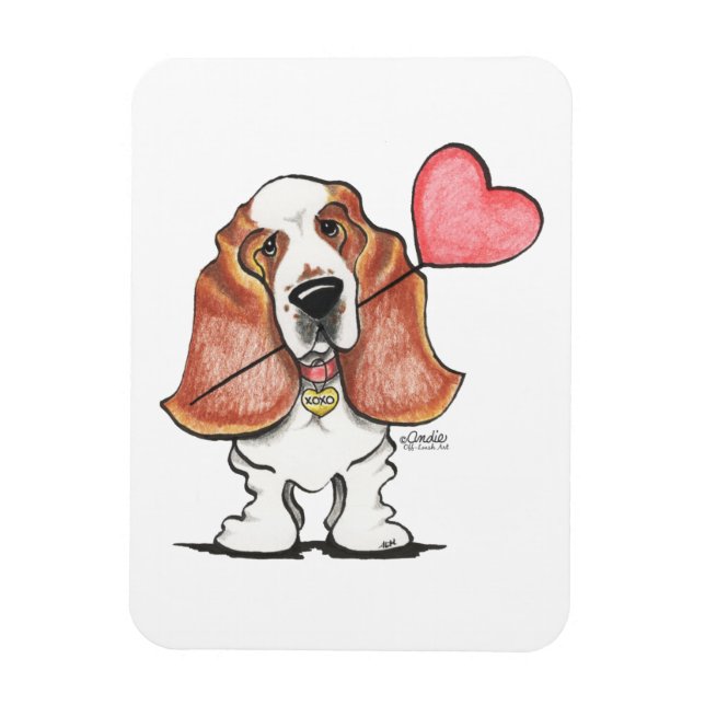 Basset Hound Heart Balloon Magnet (Vertical)