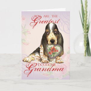 Basset Hound Heart Grandma Card