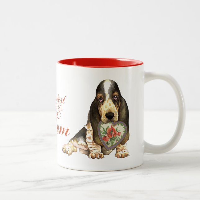 Basset Hound Heart Mum Two-Tone Coffee Mug (Right)