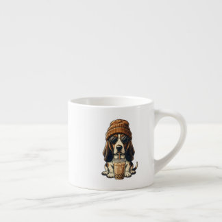 Basset Hound Hipster Dog Drinking Iced Coffee Espresso Cup