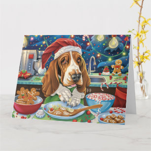 Basset Hound Holiday Baking: Festive Christmas Card