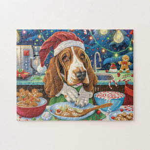 Basset Hound Holiday Baking: Festive Christmas Jigsaw Puzzle