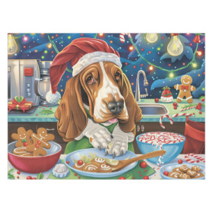 Basset Hound Holiday Baking: Festive Christmas Tablecloth