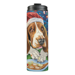 Basset Hound Holiday Baking: Festive Christmas Thermal Tumbler