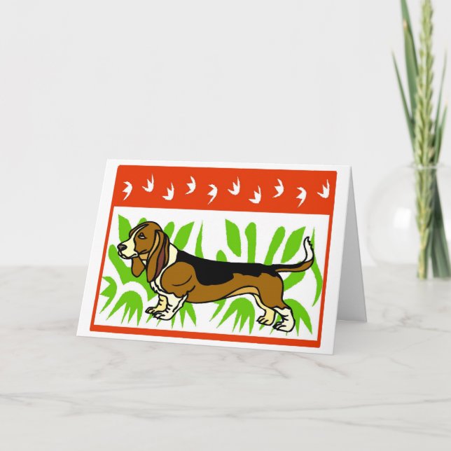 Basset Hound Holiday Card (Front)
