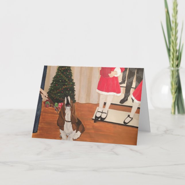 Basset Hound Holiday Concert blank Card (Front)