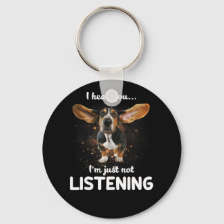 basset hound i hear you not listening key ring