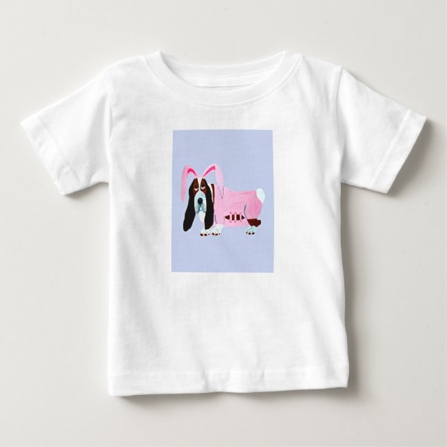 Basset Hound in Bunny Suit Baby T-Shirt (Front)