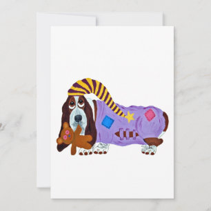 Basset Hound in PJs with teddy bear Invitation