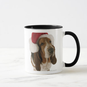 Basset hound in Santa hat Mug