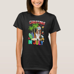 Basset Hound In Santa Hat Sunglasses Christmas In  T-Shirt