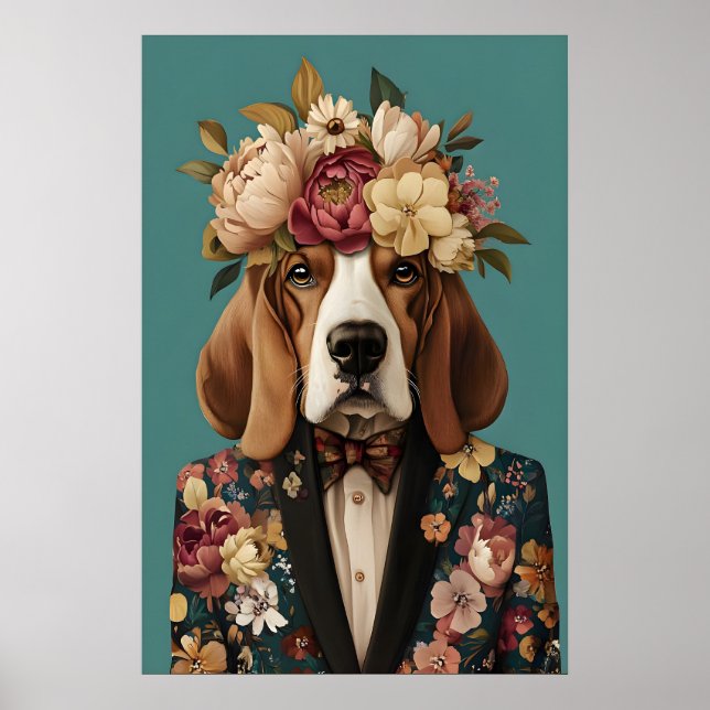 Basset Hound In Suit Poster, Basset Hound Poster (Front)
