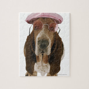 Basset hound in sunglasses and cap jigsaw puzzle