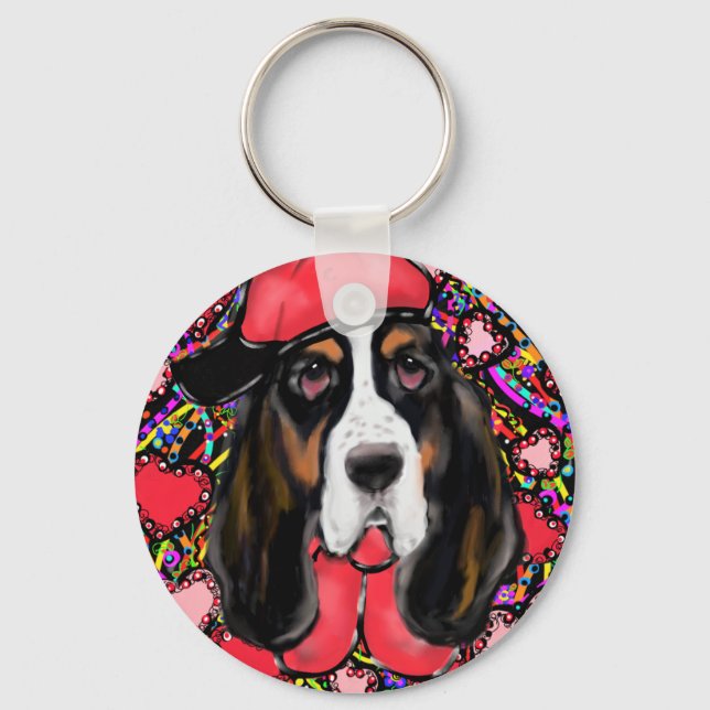 Basset Hound Key Ring (Front)