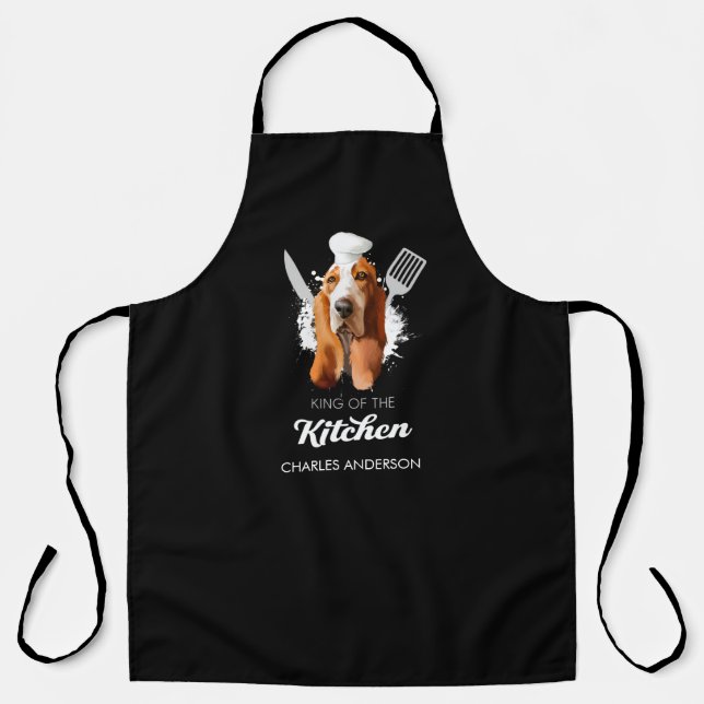 Basset Hound King of the Kitchen Cooking Dog Chef Apron (Front)
