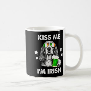 Basset hound kiss irish funny dog st patrick's day coffee mug