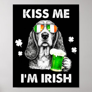 Basset hound kiss irish funny dog st patrick's day poster