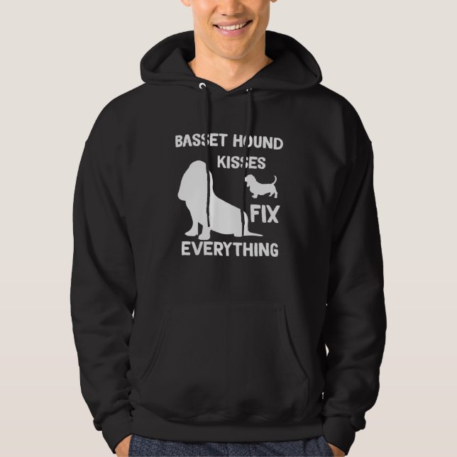 Basset Hound kisses fix everything Basset Hound mo Hoodie (Front)