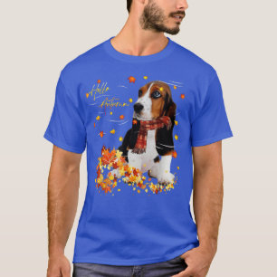 Basset Hound Leaf Fall Hello Autumn For Dog Lover T-Shirt