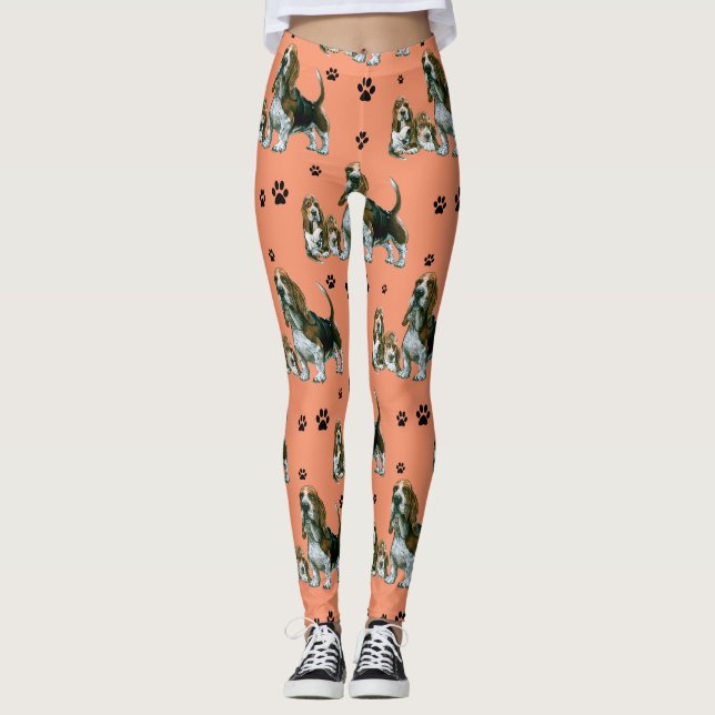 Basset Hound Leggings, Basset Hound Dogs Leggings (Front)