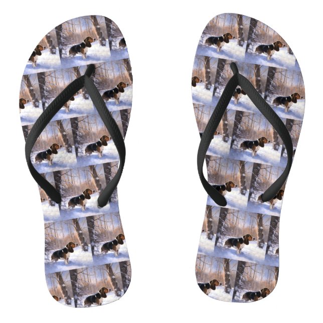 Basset Hound Let It Snow Christmas Thongs (Footbed)
