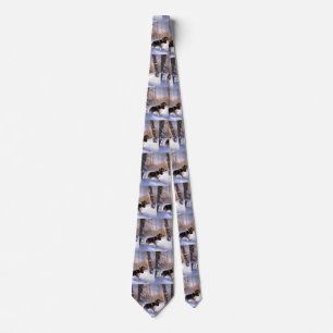 Basset Hound Let It Snow Christmas Tie