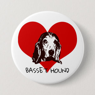 Basset Hound Love 7.5 Cm Round Badge