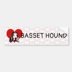 Basset Hound Love Hearts Bumper Sticker