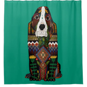 Basset Hound love jade Shower Curtain