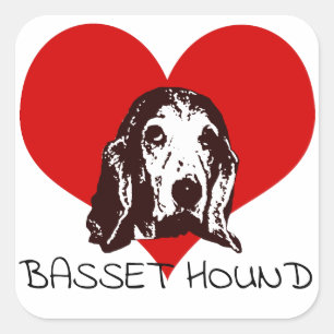 Basset Hound Love Square Sticker