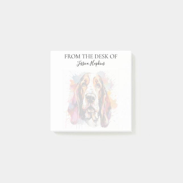 Basset Hound Lover Monogrammed Dog Post-it Notes (Front)