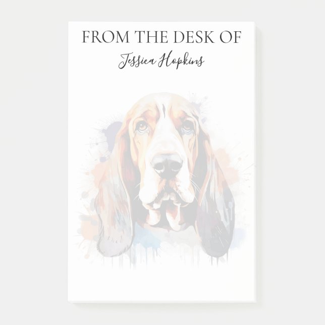 Basset Hound Lover Monogrammed Dog Post-it Notes (Front)