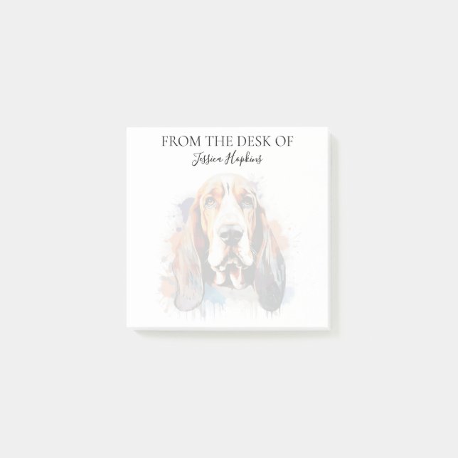 Basset Hound Lover Monogrammed Dog Post-it Notes (Front)